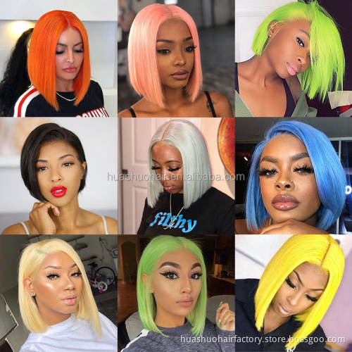 13x4 Short Bob Mixed Blonde Black Human Hair Wigs Silky Straight Lace Front Wigs with Baby Hair Ombre Colore wigs
